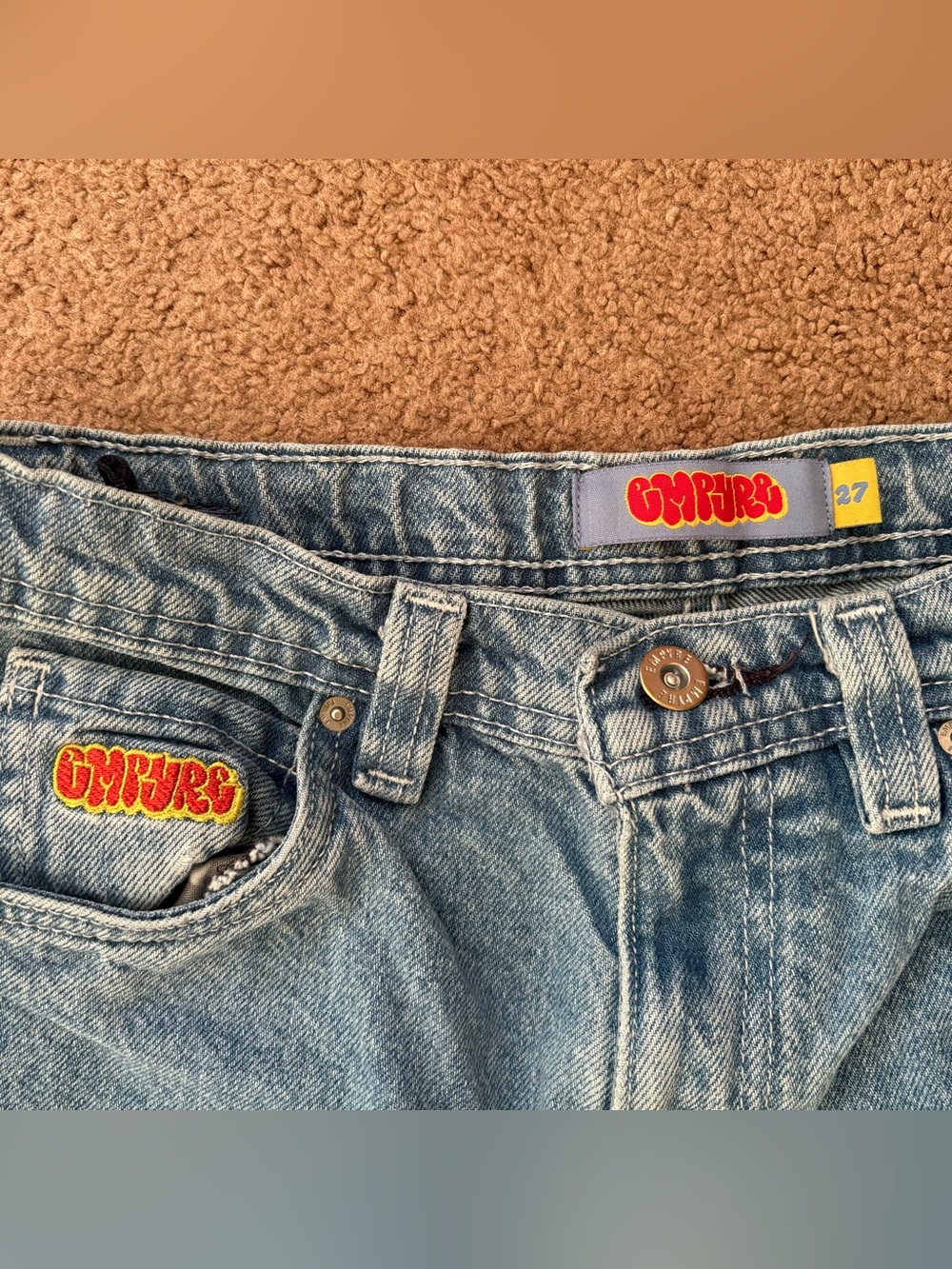 Empyre Youth Straight Leg Light Wash Blue Denim Jeans Size 27 Skate Button/Zip - Picture 2 of 4
